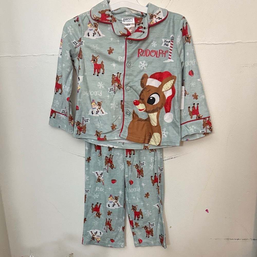 Rudolph Kids Pajama Set - Festive Gray